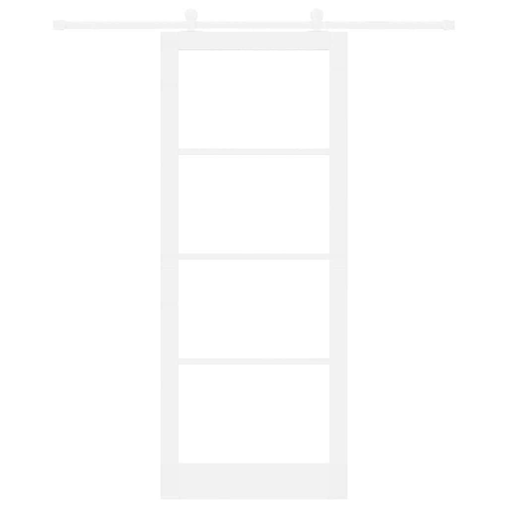 Sliding Door ORKDAL White 93 x 232 cm Solid Pine Wood and Glass