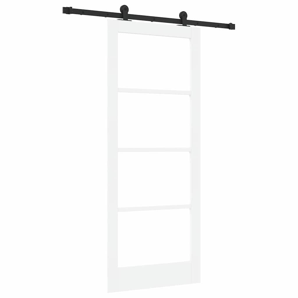 Sliding Door ORKDAL White 83 x 202 cm Solid Pine Wood and Glass
