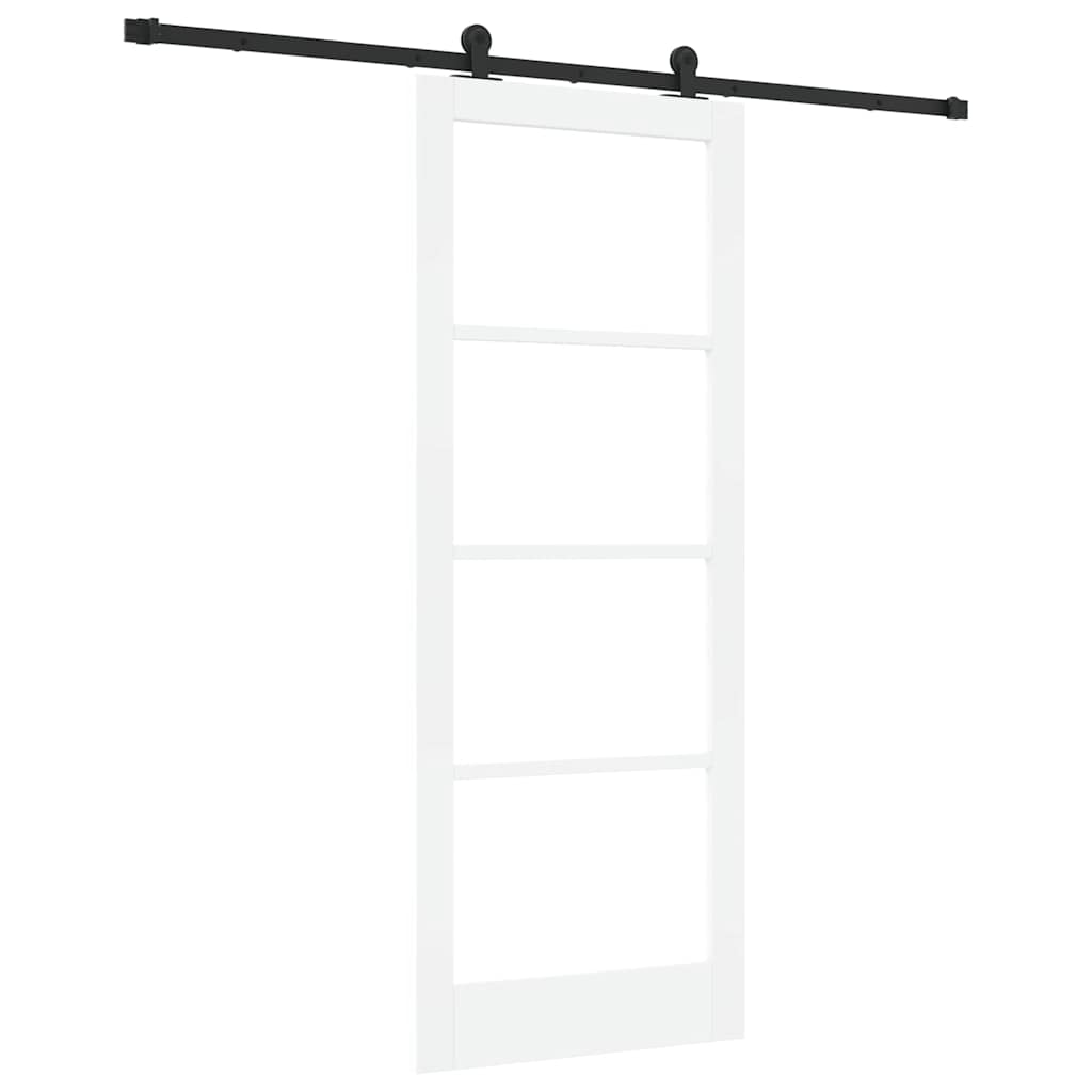 Sliding Door ORKDAL White 83 x 211 cm Solid Pine Wood and Glass