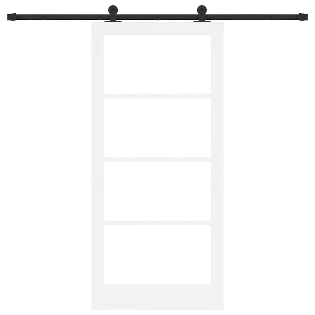 Sliding Door ORKDAL White 93 x 202 cm Solid Pine Wood and Glass