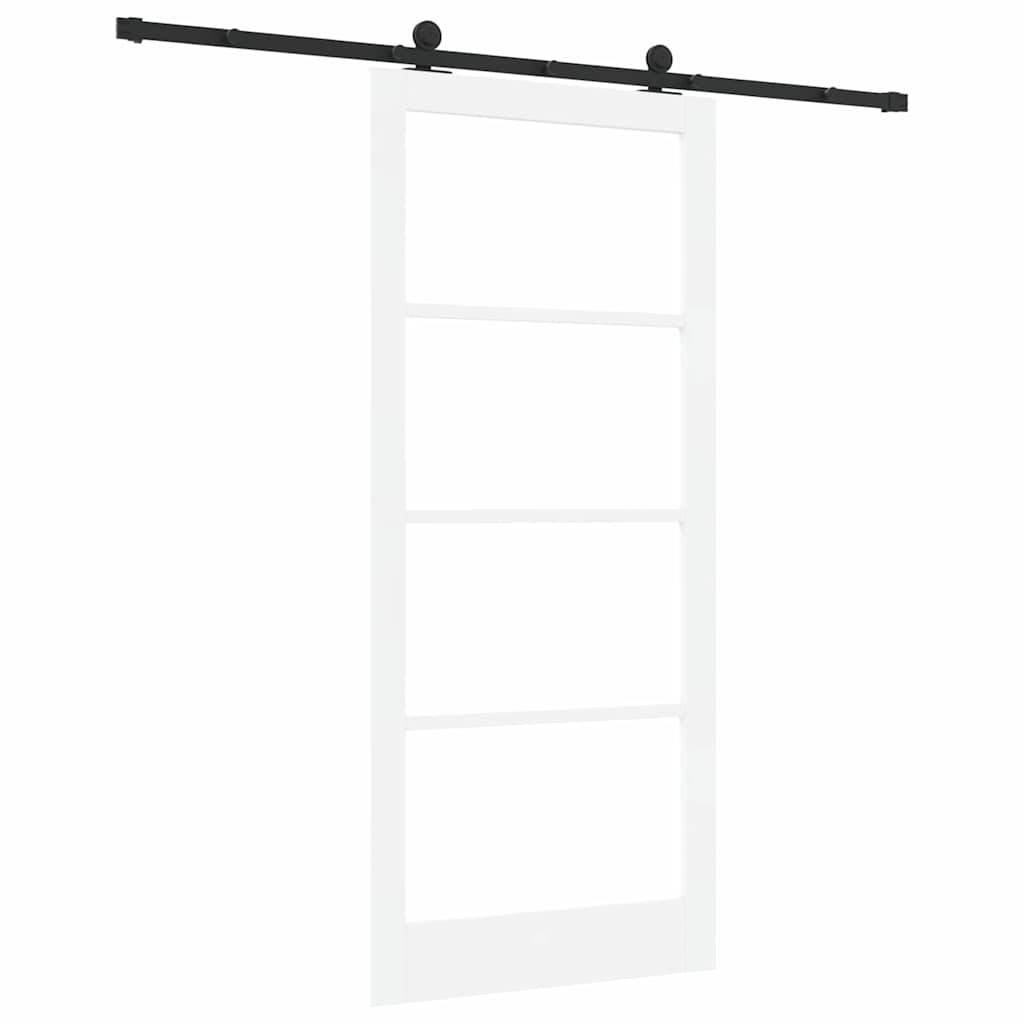 Sliding Door ORKDAL White 93 x 211 cm Solid Pine Wood and Glass