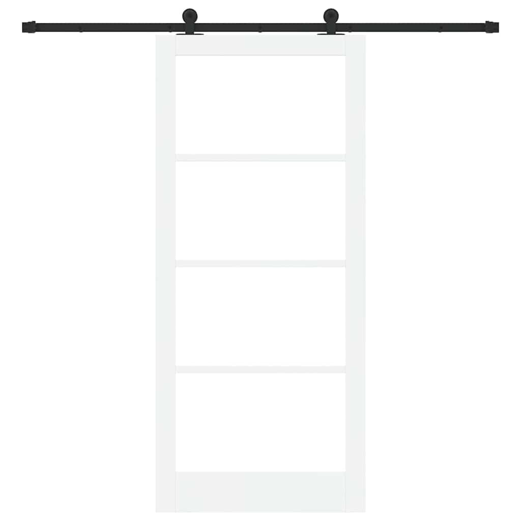 Sliding Door ORKDAL White 93 x 211 cm Solid Pine Wood and Glass