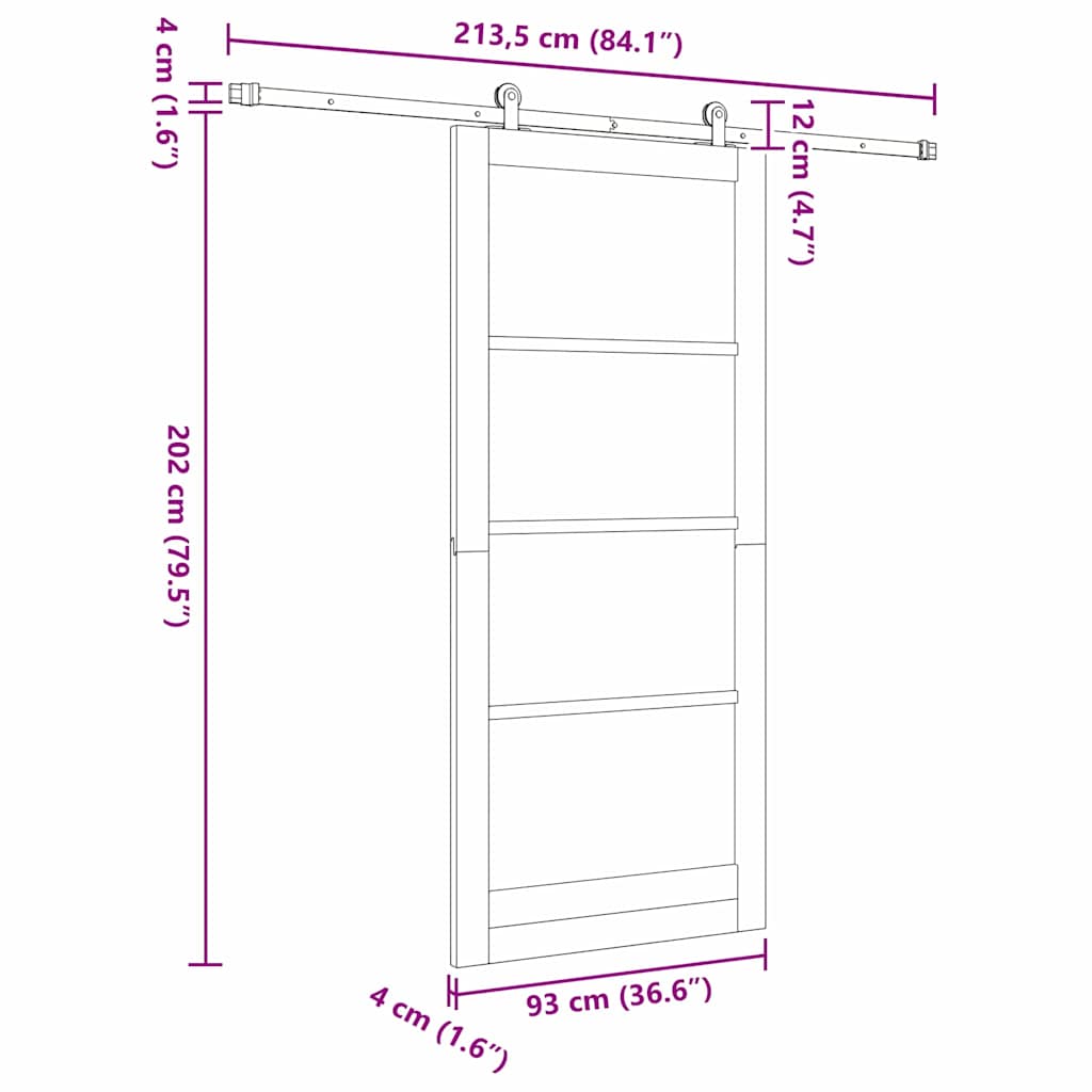 Sliding Door ORKDAL White 93 x 211 cm Solid Pine Wood and Glass