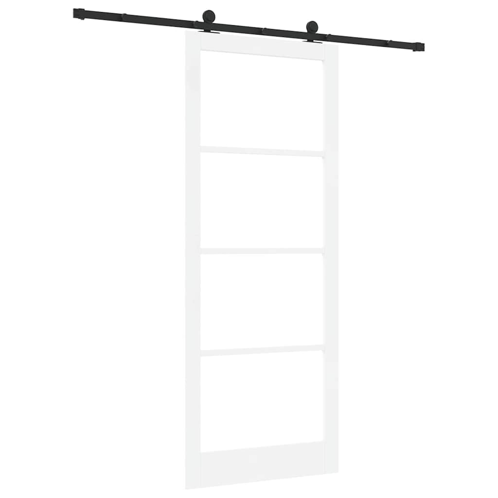 Sliding Door ORKDAL White 93 x 232 cm Solid Pine Wood and Glass