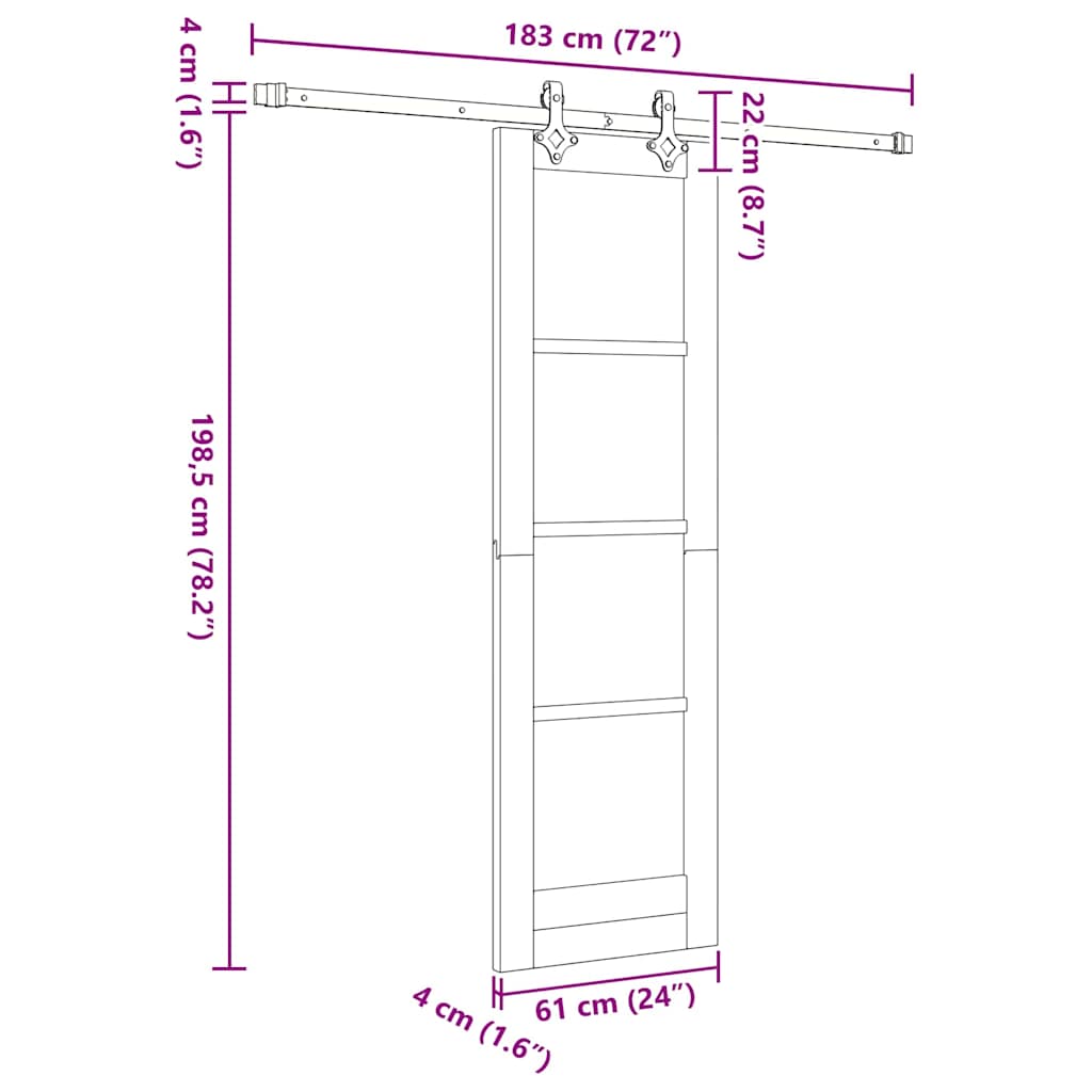 Sliding Door ORKDAL Natural and Black 61 x 198.5 cm
