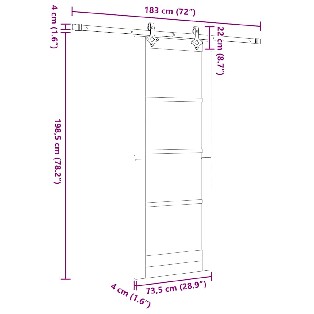 Sliding Door ORKDAL Natural and Black 73.5 x 198.5 cm