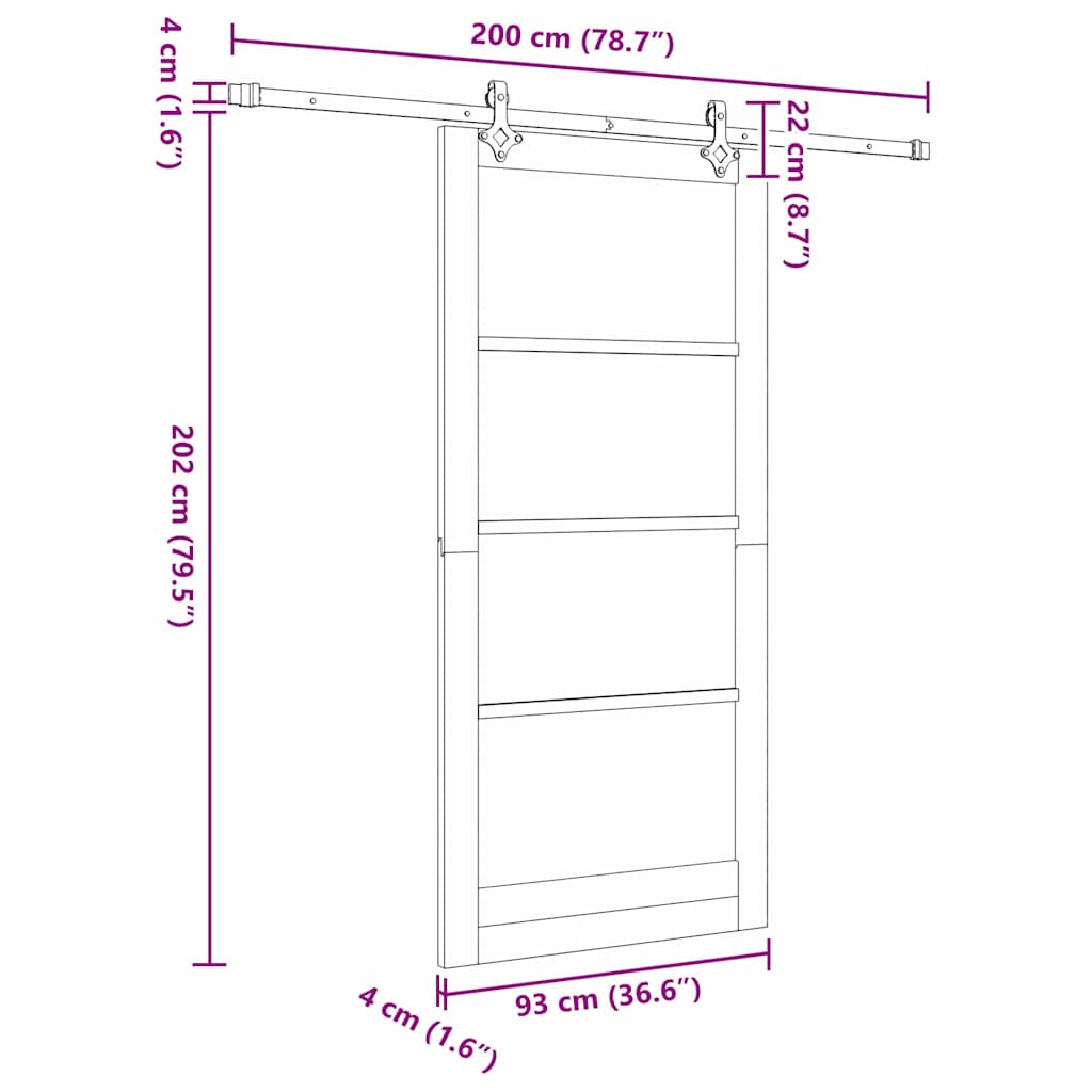 Sliding Door ORKDAL Natural and Black 93 x 202 cm