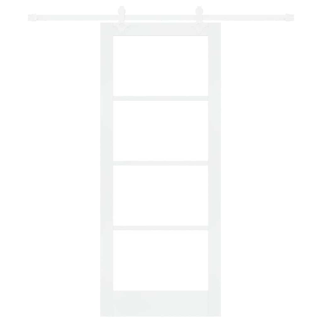Sliding Door White 83 x 202 cm Solid Pine Wood and Glass
