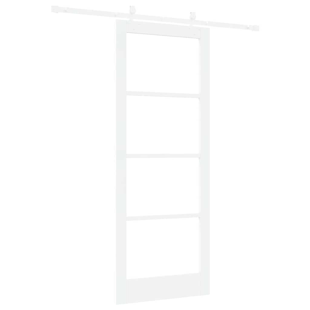 Sliding Door White 83 x 211 cm Solid Pine Wood and Glass
