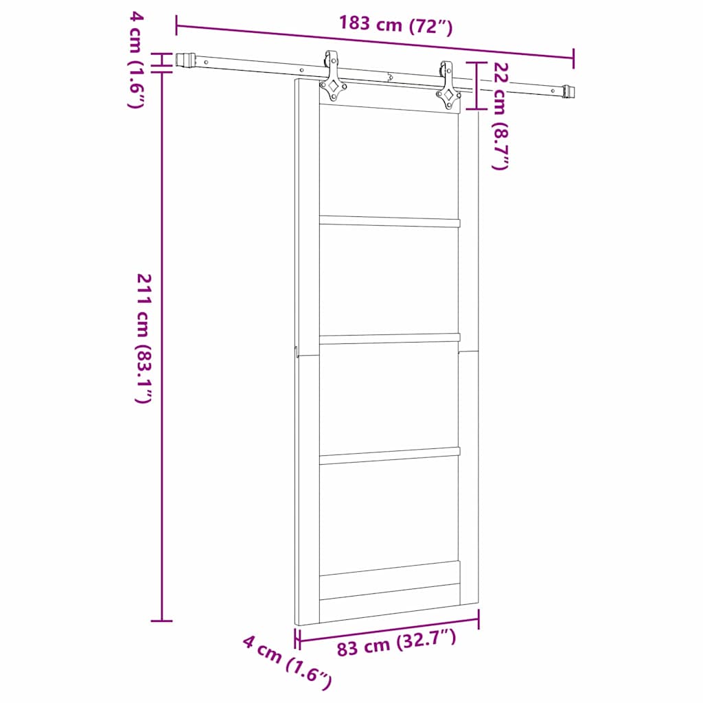 Sliding Door White 83 x 211 cm Solid Pine Wood and Glass