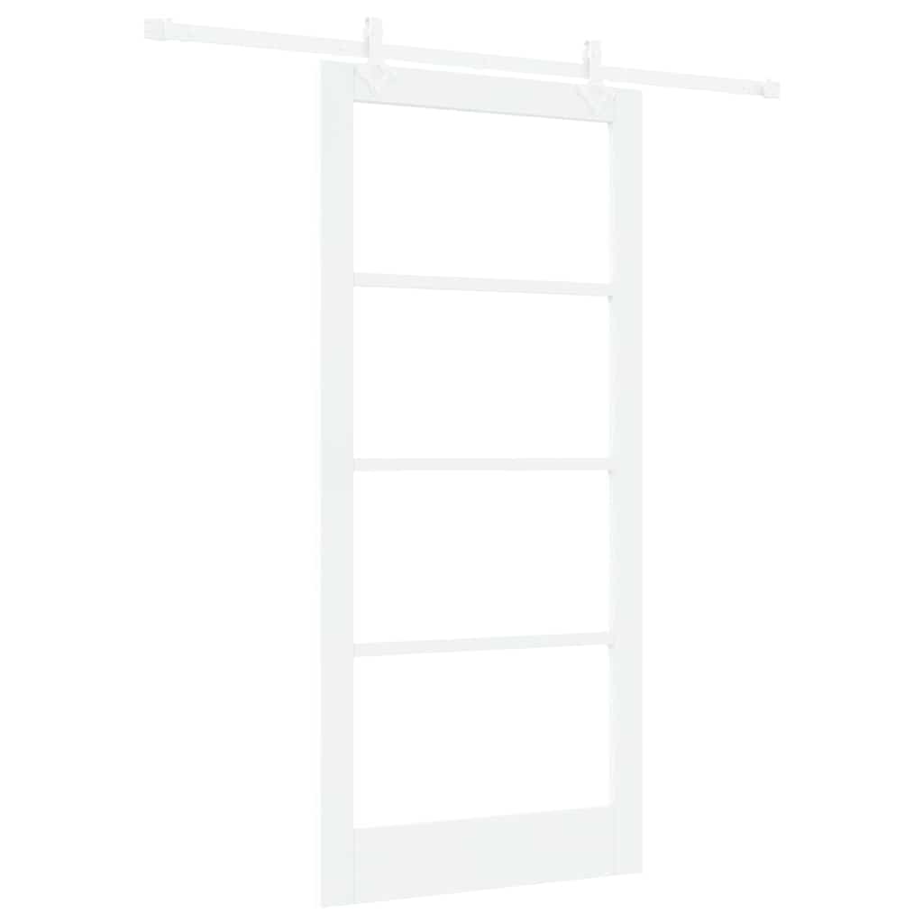 Sliding Door White 93 x 202 cm Solid Pine Wood and Glass