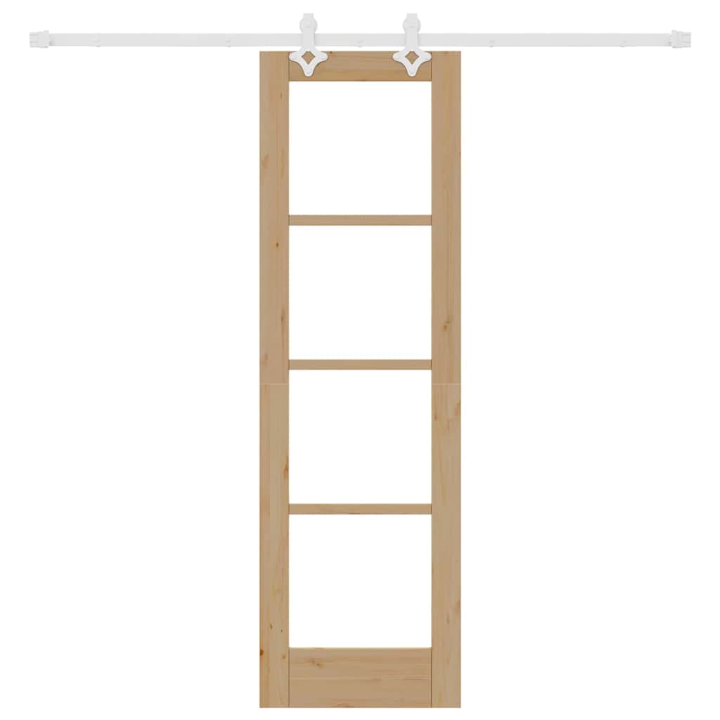 Sliding Door Natural 61 x 198.5 cm Solid Pine Wood and Glass
