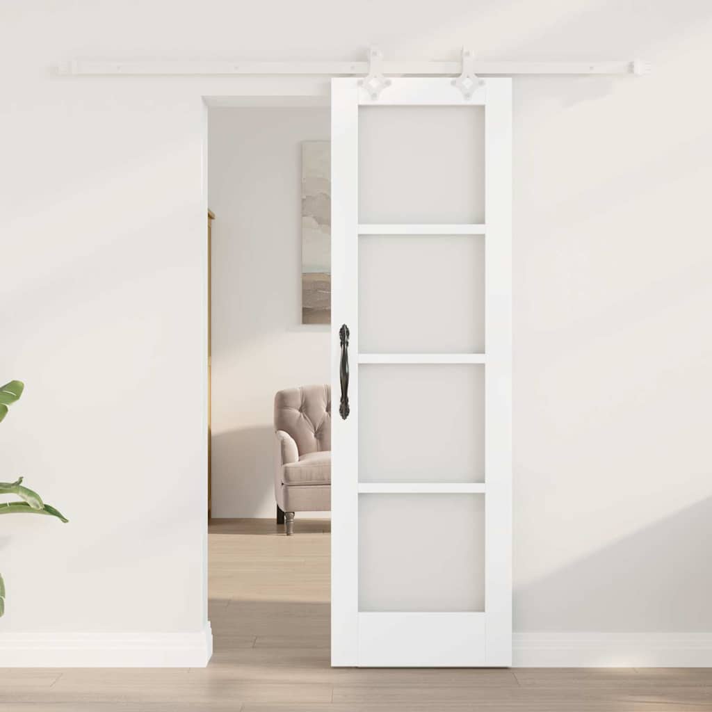 Sliding Door White 61 x 198.5 cm Solid Pine Wood and Glass