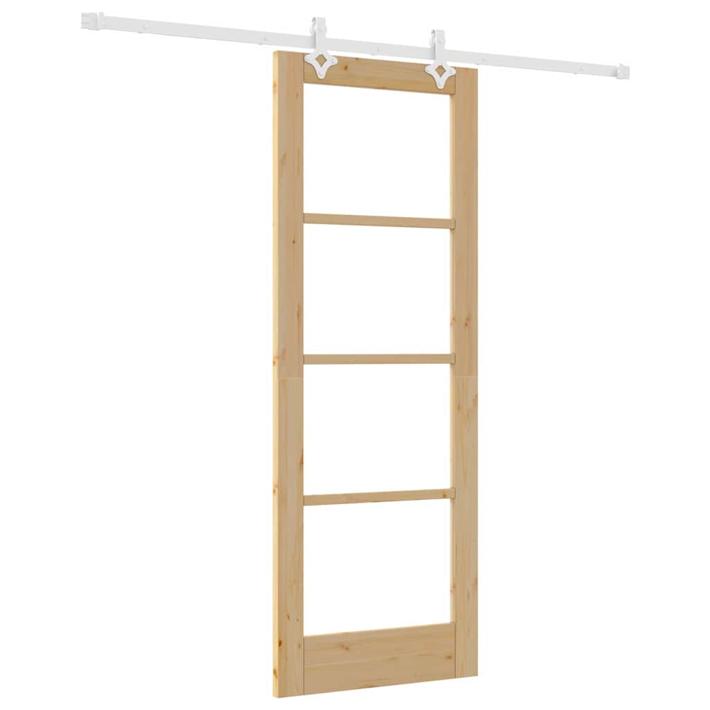Sliding Door Natural 73.5 x 198.5 cm Solid Pine Wood and Glass