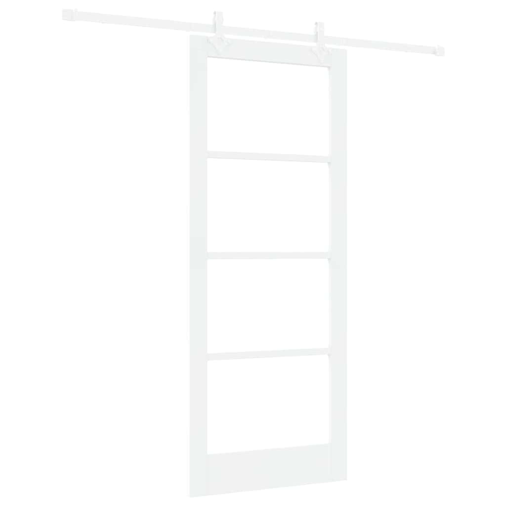 Sliding Door White 83 x 202 cm Solid Pine Wood and Glass