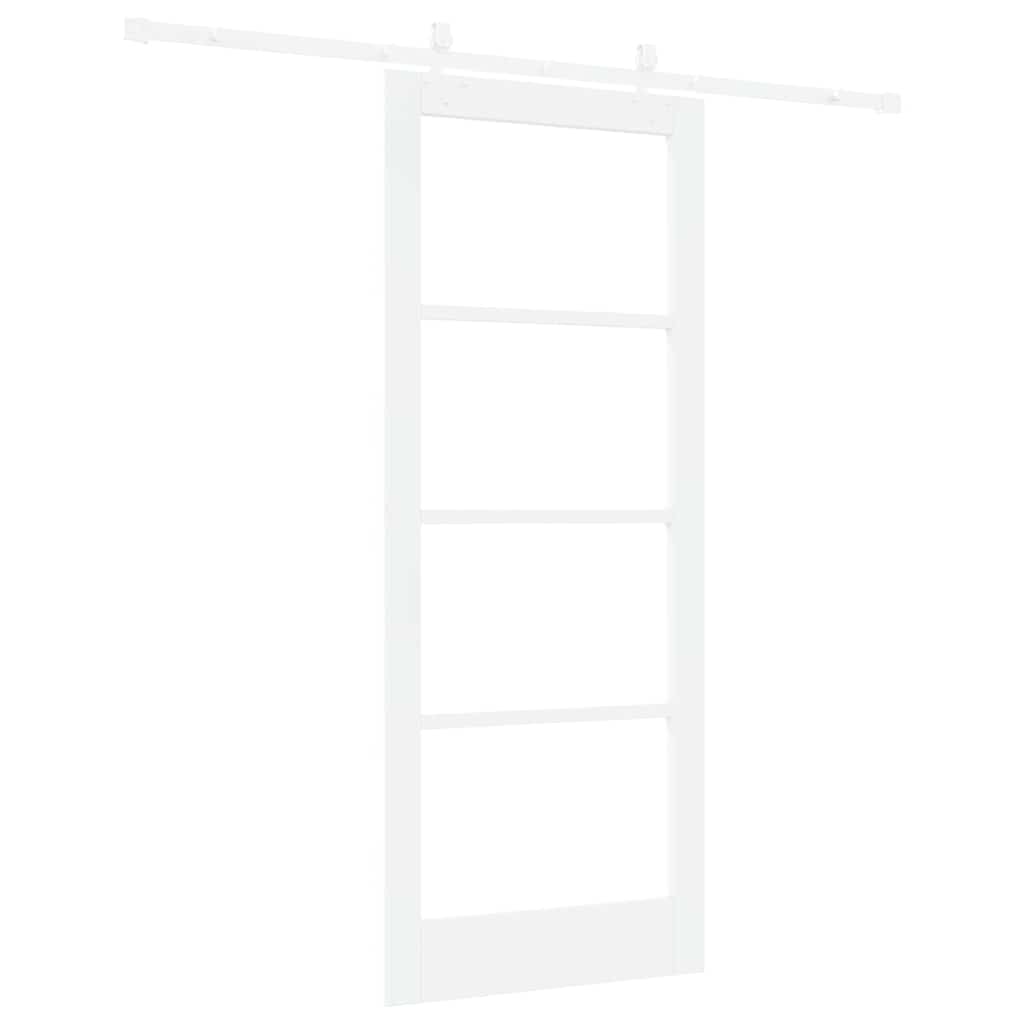 Sliding Door White 83 x 202 cm Solid Pine Wood and Glass