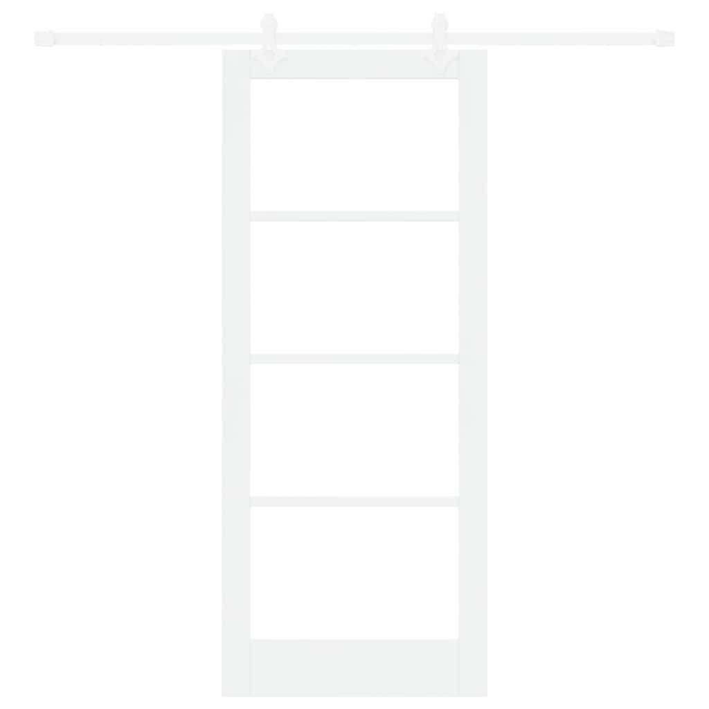 Sliding Door White 83 x 202 cm Solid Pine Wood and Glass