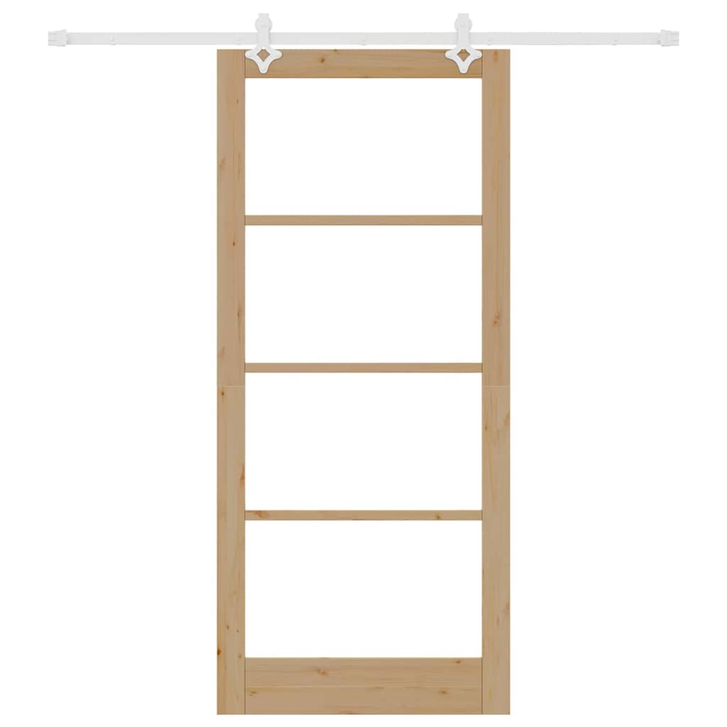 Sliding Door Natural 93 x 211 cm Solid Pine Wood and Glass