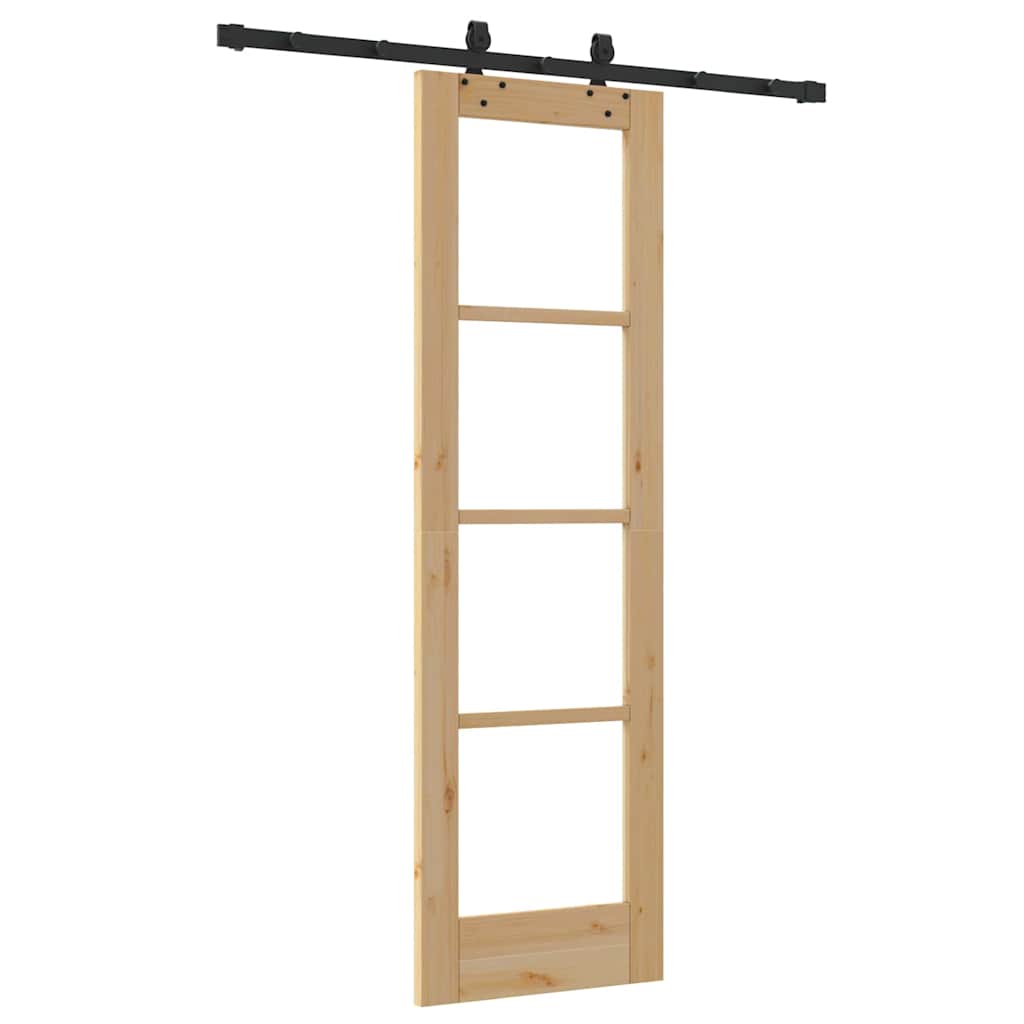 Sliding Door Natural 61 x 198.5 cm Solid Pine Wood and Glass