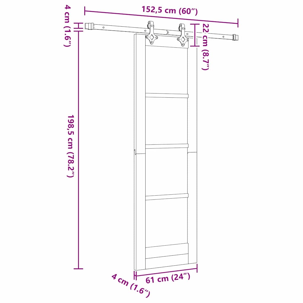 Sliding Door Natural 61 x 198.5 cm Solid Pine Wood and Glass