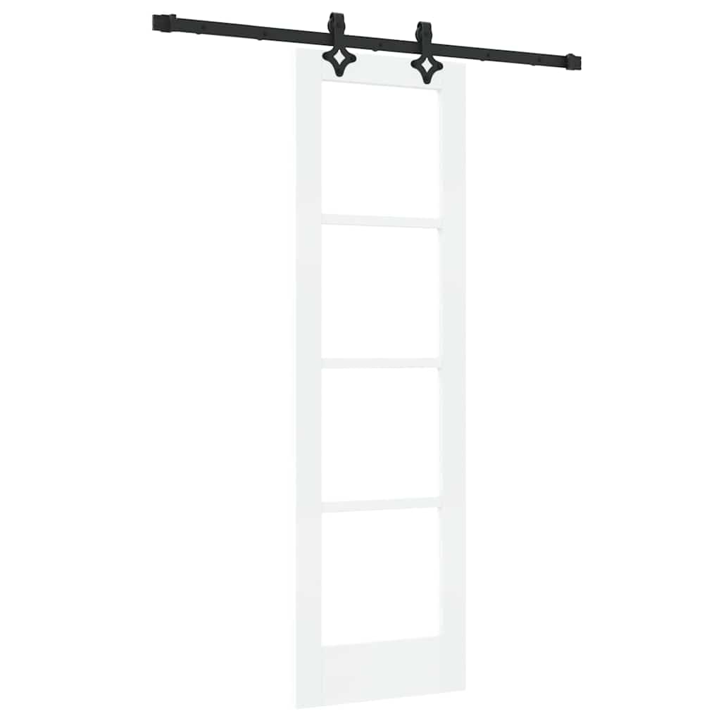 Sliding Door White 61 x 198.5 cm Solid Pine Wood and Glass