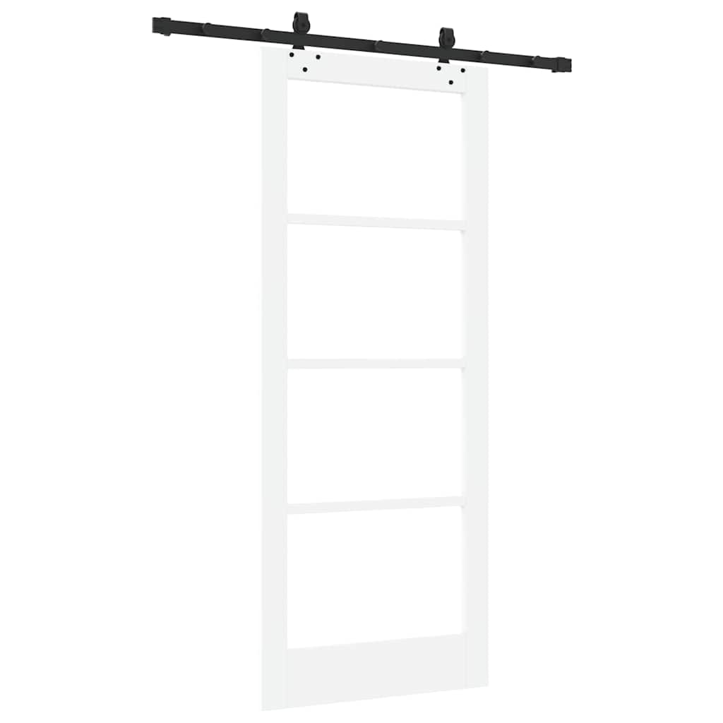 Sliding Door White 83 x 202 cm Solid Pine Wood and Glass