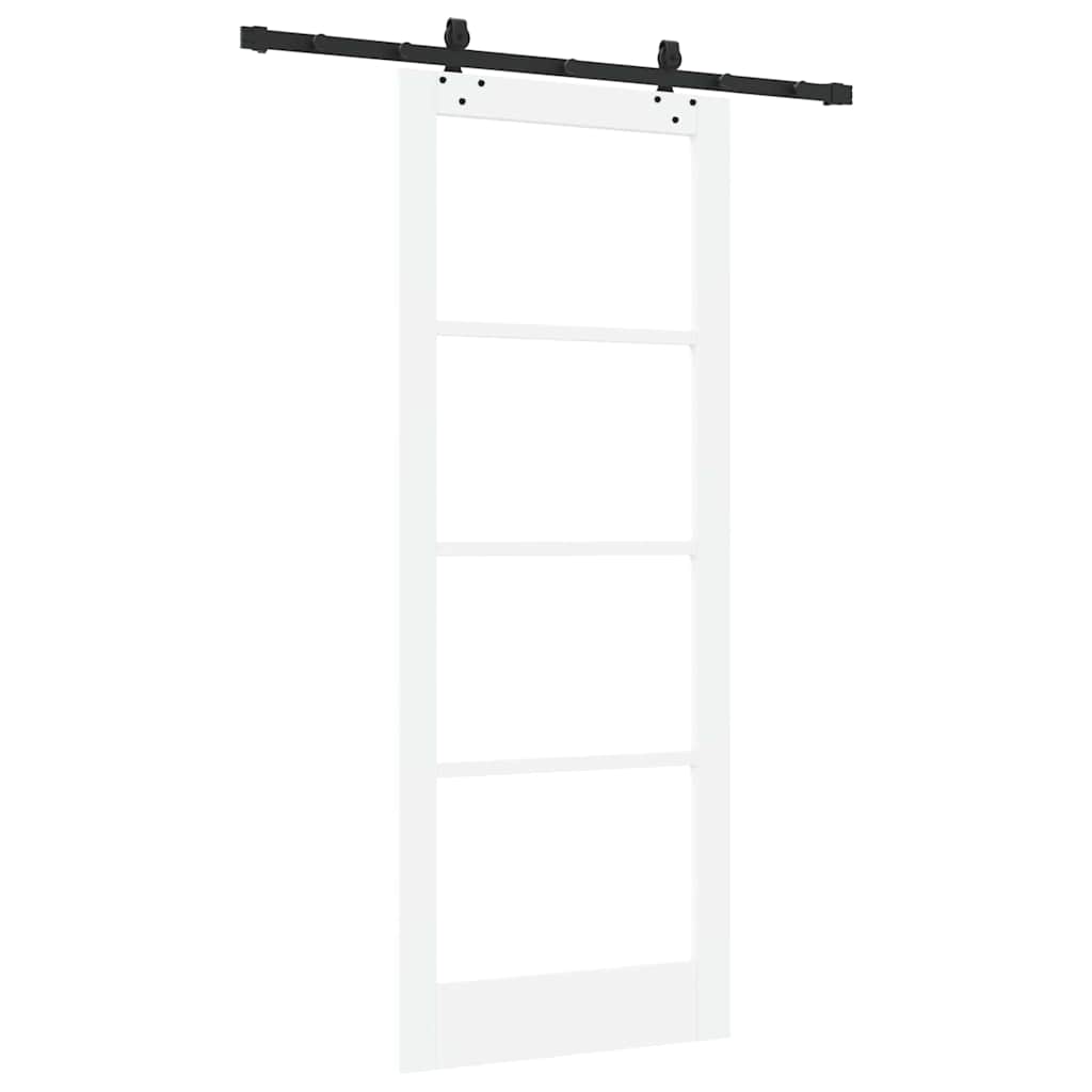 Sliding Door White 83 x 211 cm Solid Pine Wood and Glass