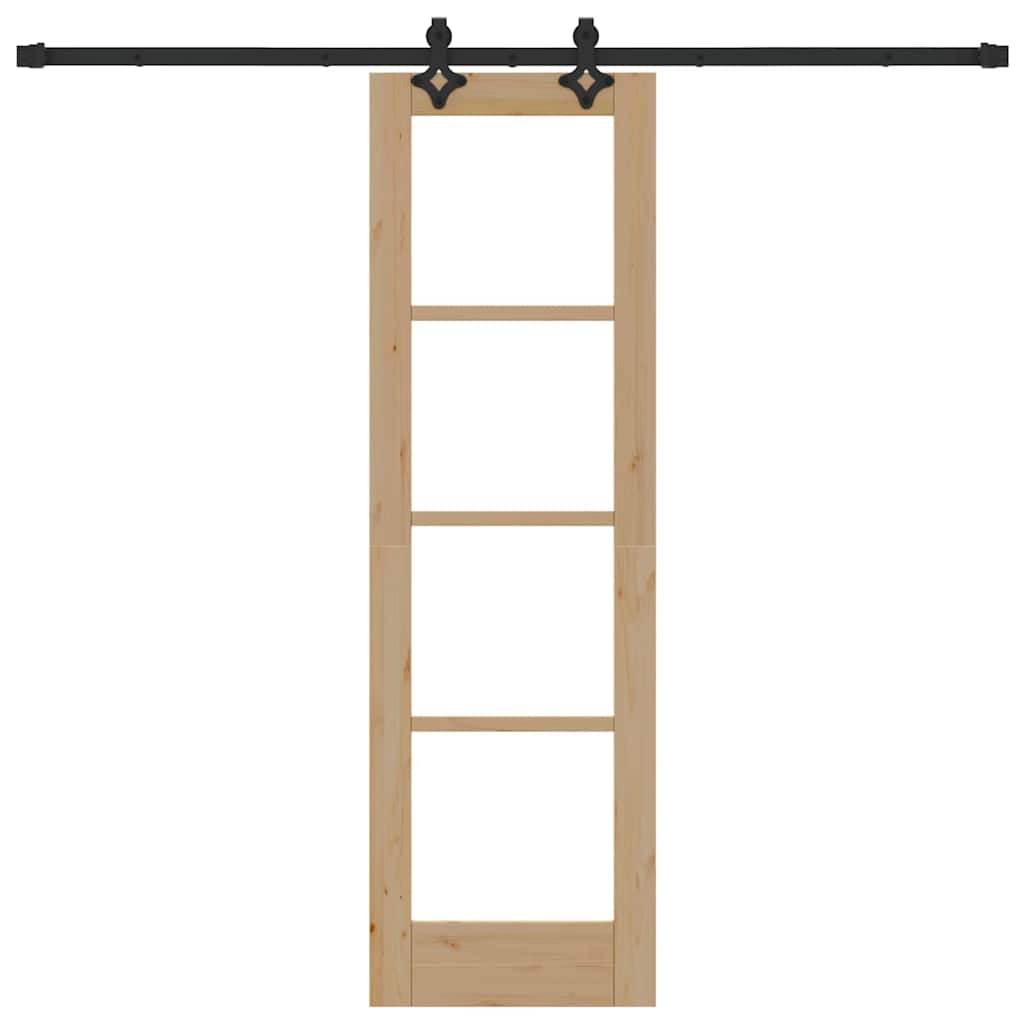 Sliding Door Natural 61 x 198.5 cm Solid Pine Wood and Glass