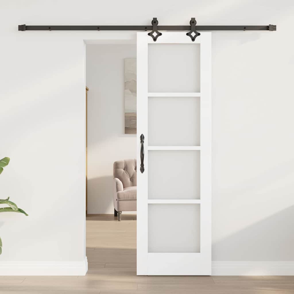 Sliding Door White 61 x 198.5 cm Solid Pine Wood and Glass