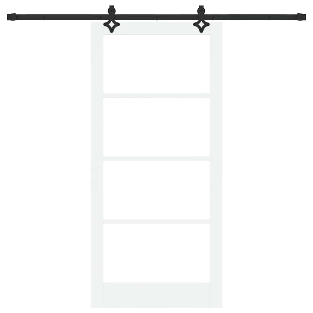 Sliding Door White 93 x 202 cm Solid Pine Wood and Glass