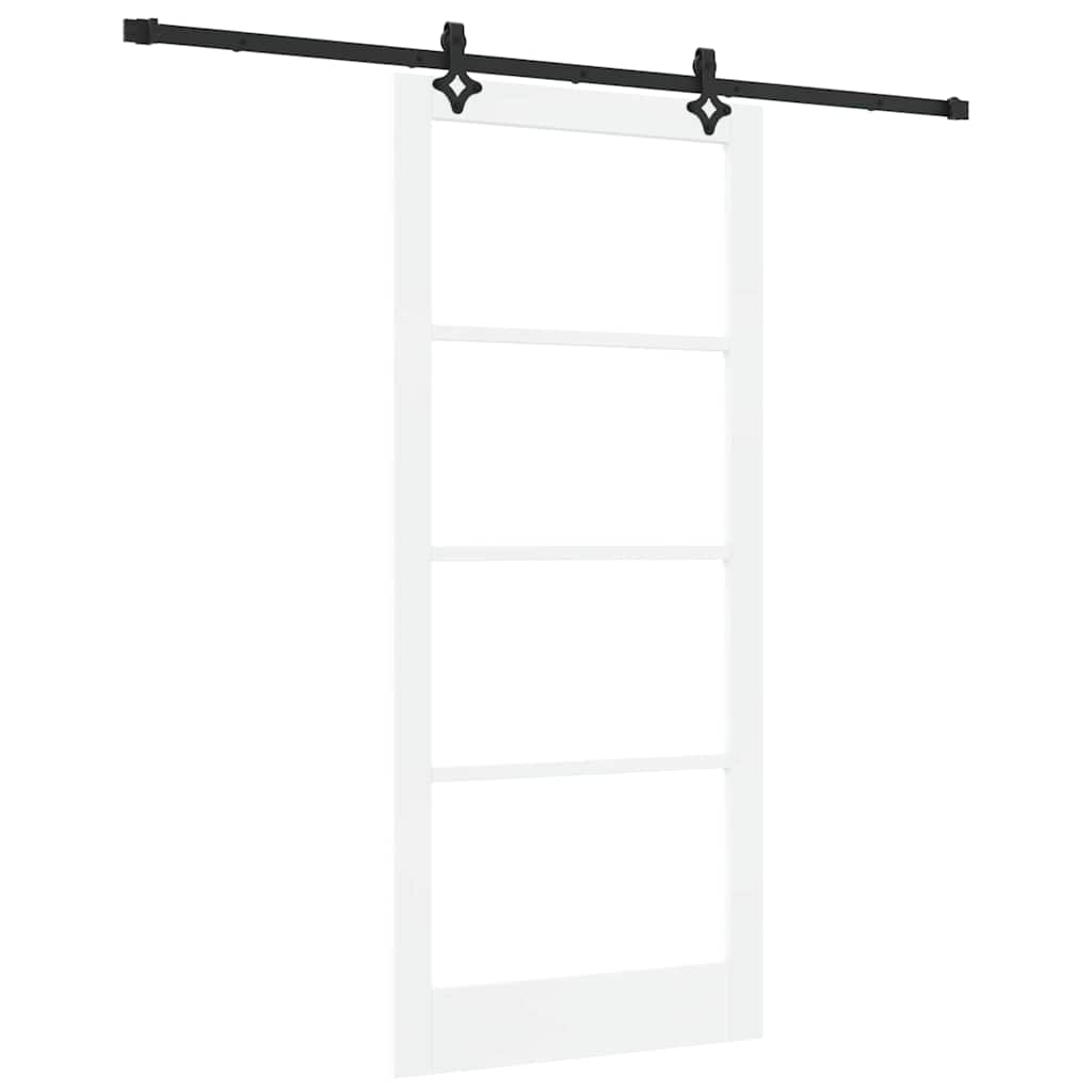 Sliding Door White 93 x 211 cm Solid Pine Wood and Glass