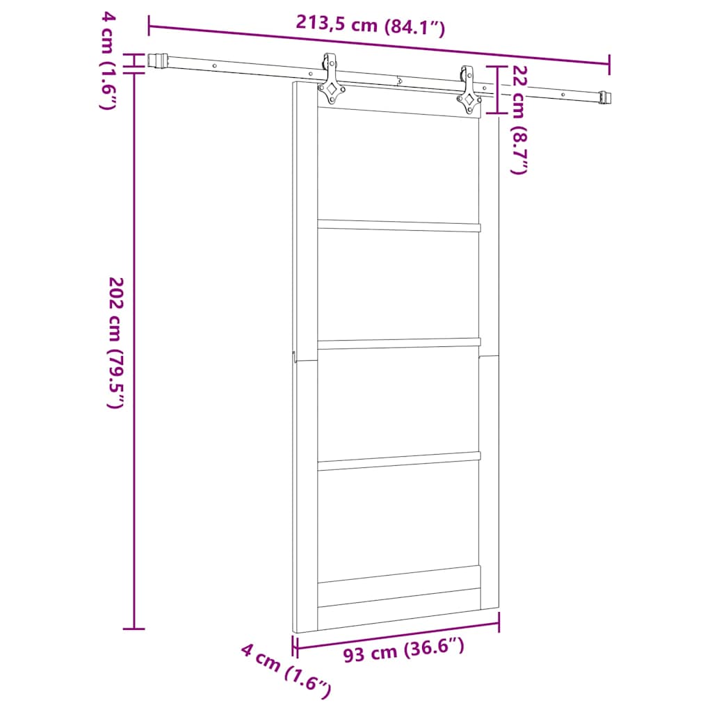 Sliding Door White 93 x 211 cm Solid Pine Wood and Glass