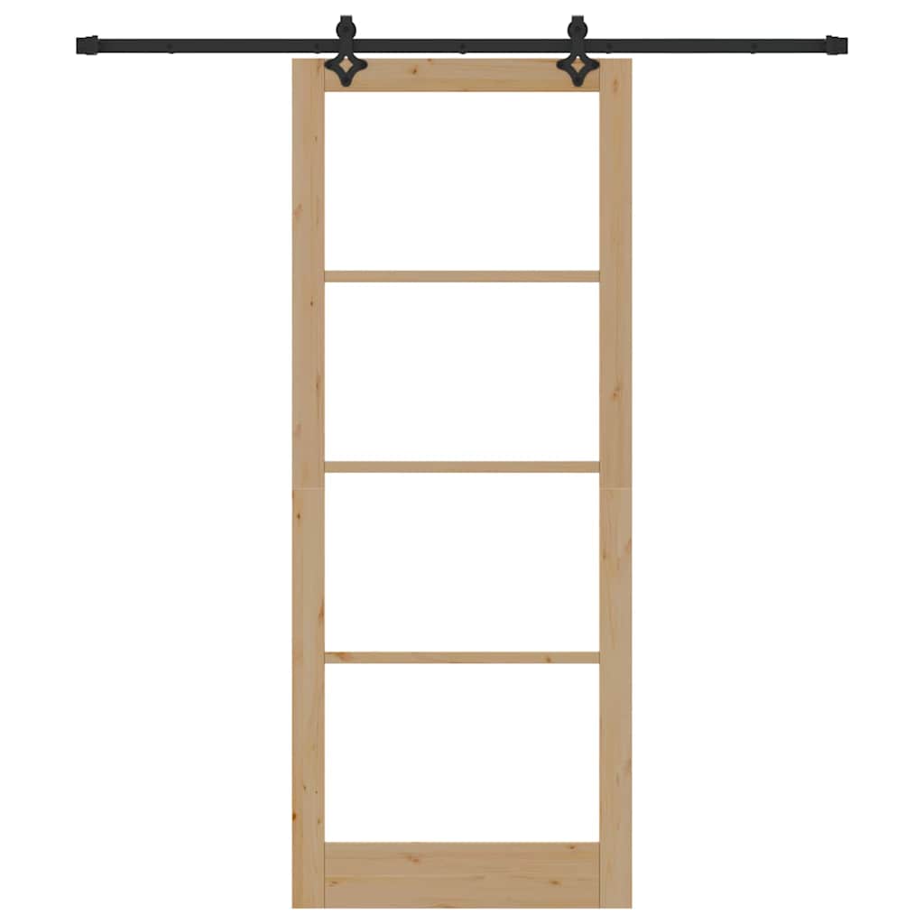 Sliding Door Natural 93 x 232 cm Solid Pine Wood and Glass