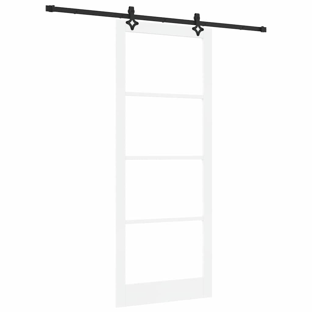 Sliding Door White 93 x 232 cm Solid Pine Wood and Glass