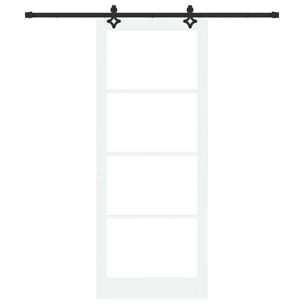 Sliding Door White 93 x 232 cm Solid Pine Wood and Glass