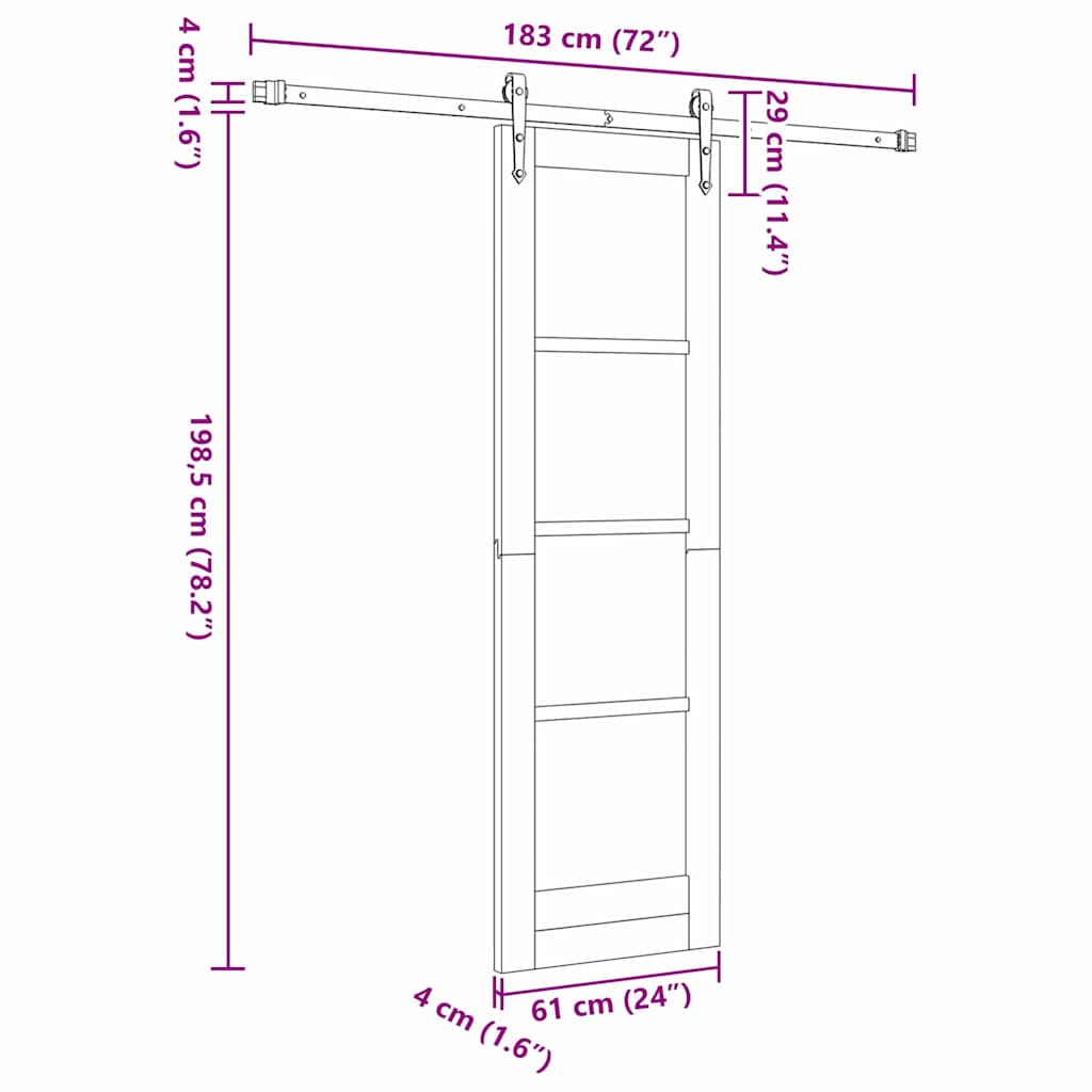 Sliding Door Natural 61 x 198.5 cm Solid Pine Wood and Glass