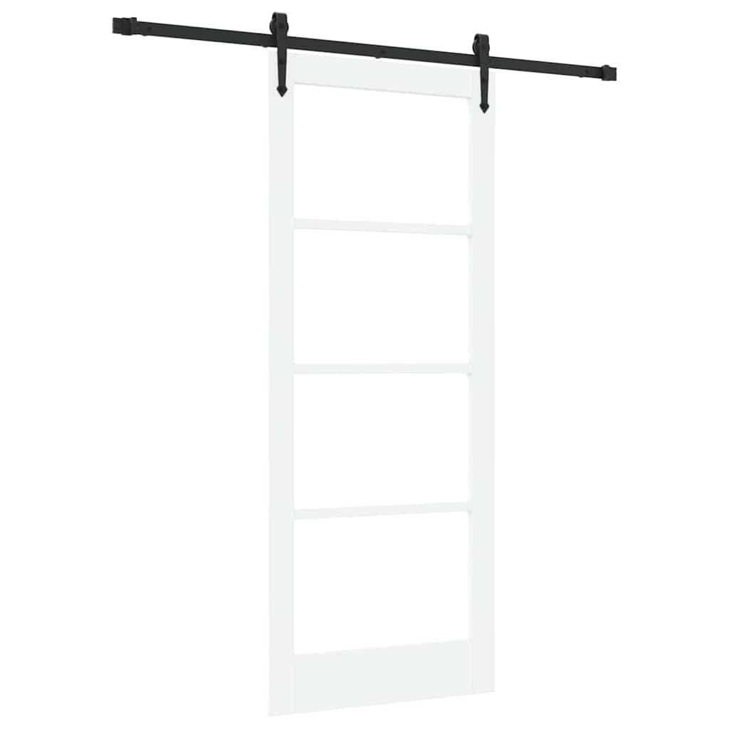 Sliding Door White 83 x 202 cm Solid Pine Wood and Glass