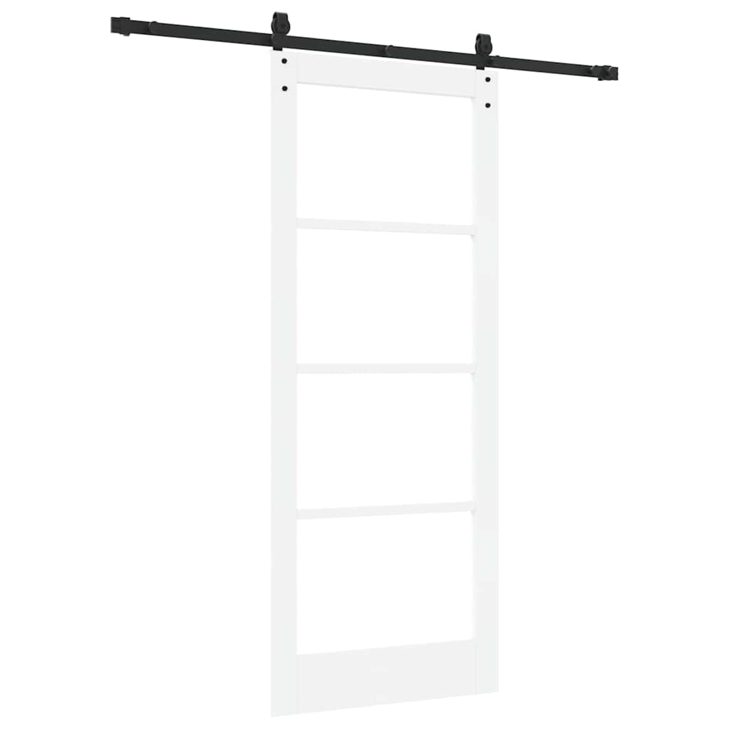 Sliding Door White 83 x 202 cm Solid Pine Wood and Glass