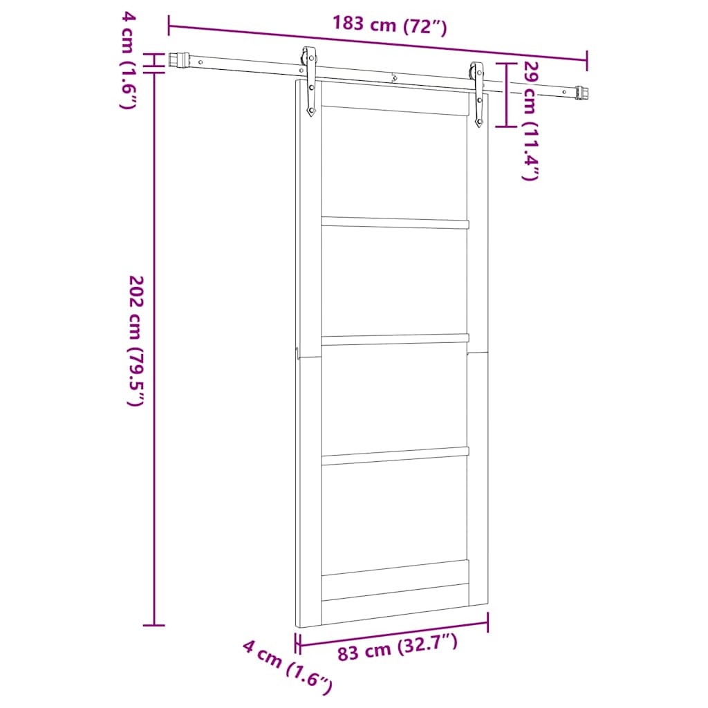 Sliding Door White 83 x 202 cm Solid Pine Wood and Glass