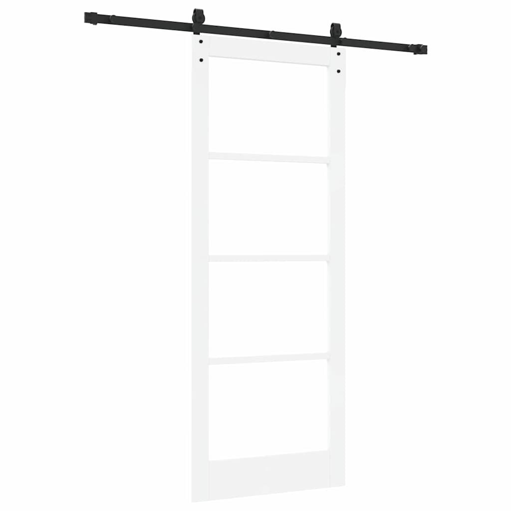 Sliding Door White 83 x 211 cm Solid Pine Wood and Glass