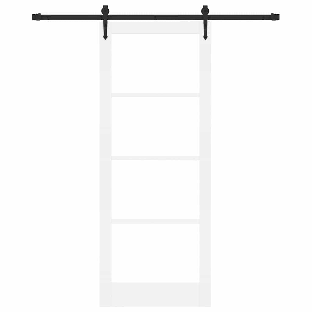 Sliding Door White 83 x 211 cm Solid Pine Wood and Glass