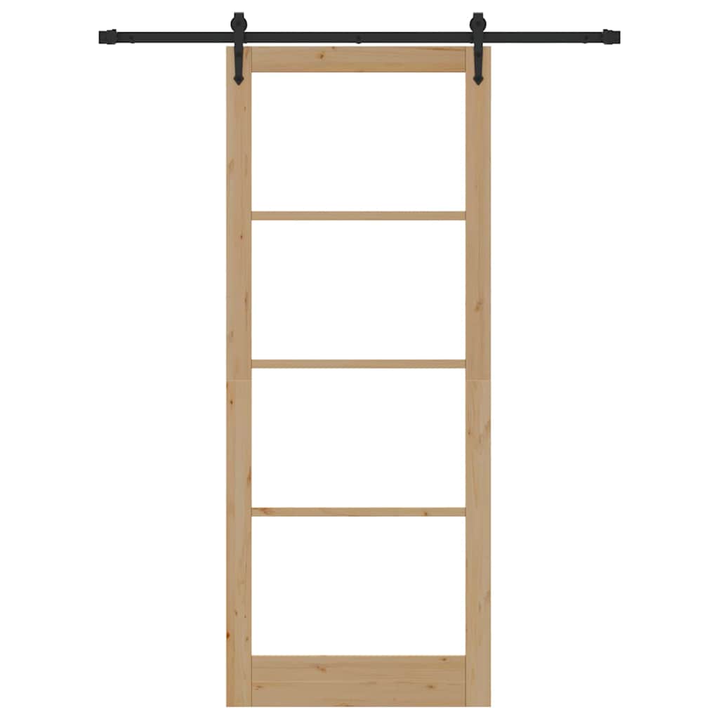 Sliding Door Natural 93 x 232 cm Solid Pine Wood and Glass