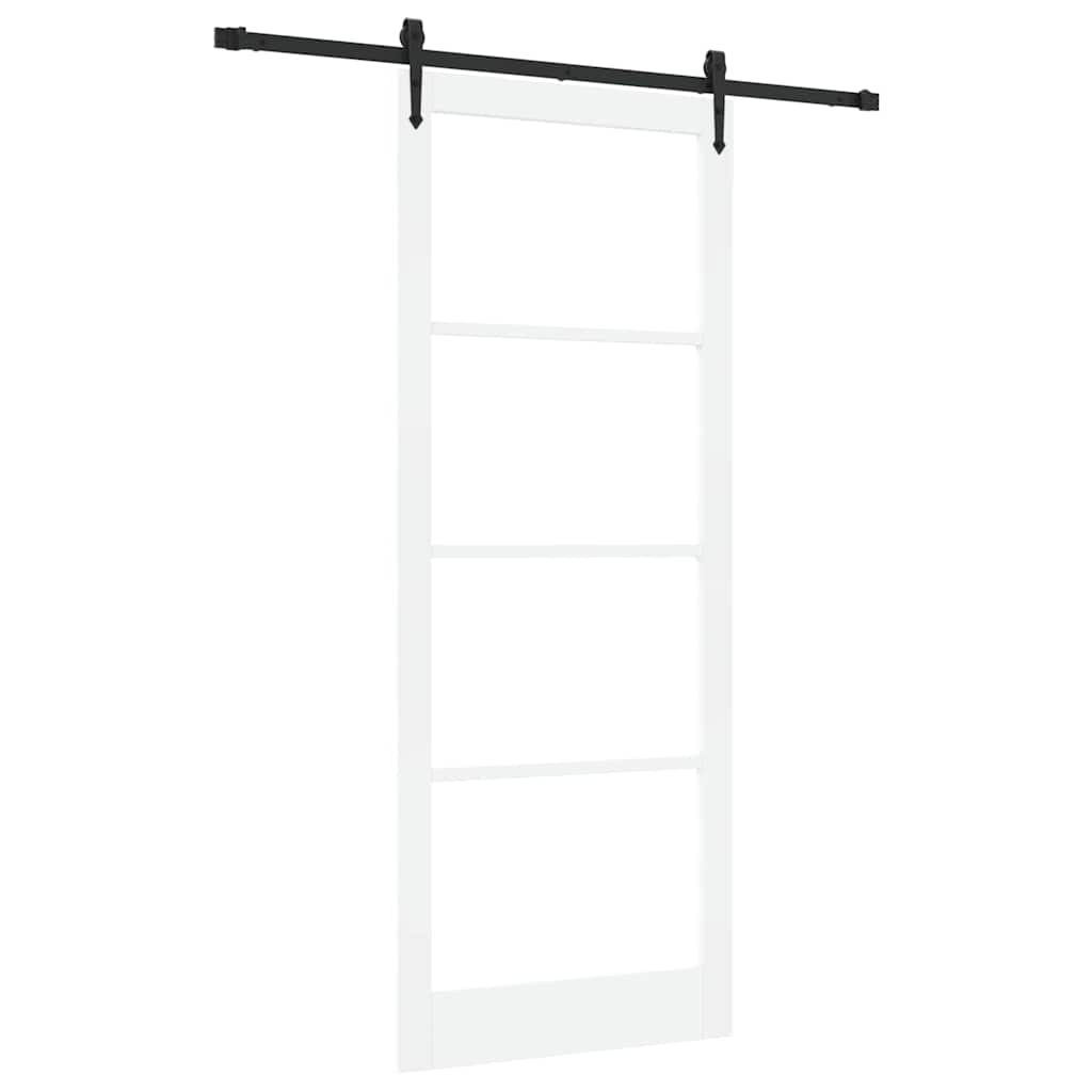 Sliding Door White 93 x 232 cm Solid Pine Wood and Glass