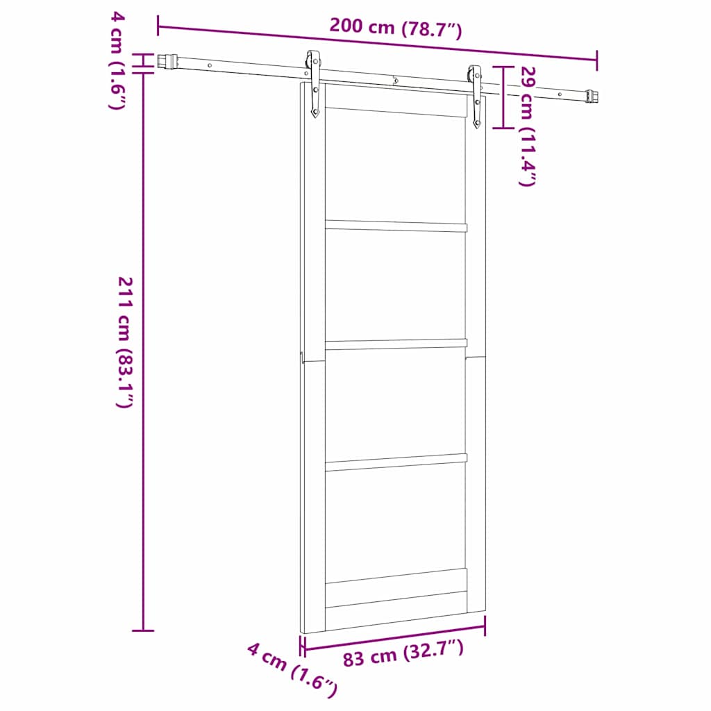 Sliding Door White and Black 83 x 211 cm