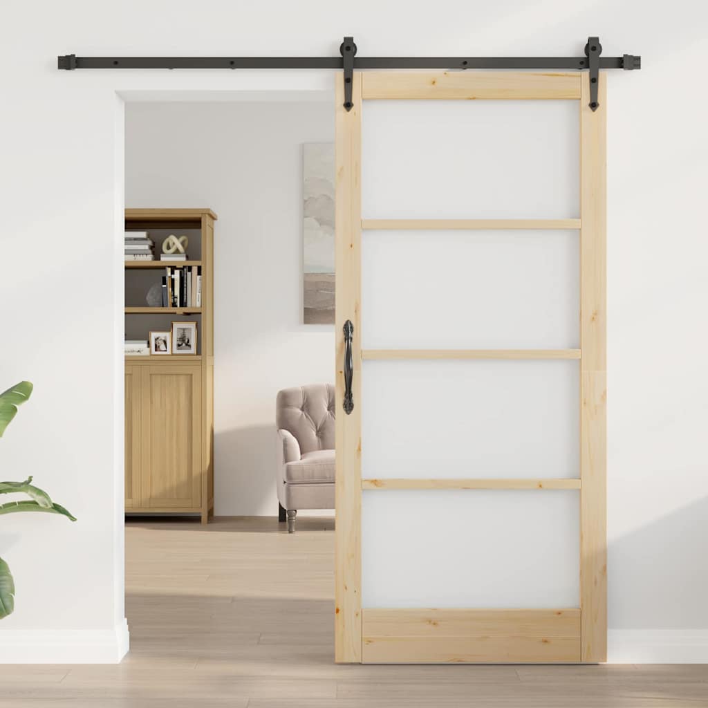 Sliding Door Natural and Black 93 x 202 cm