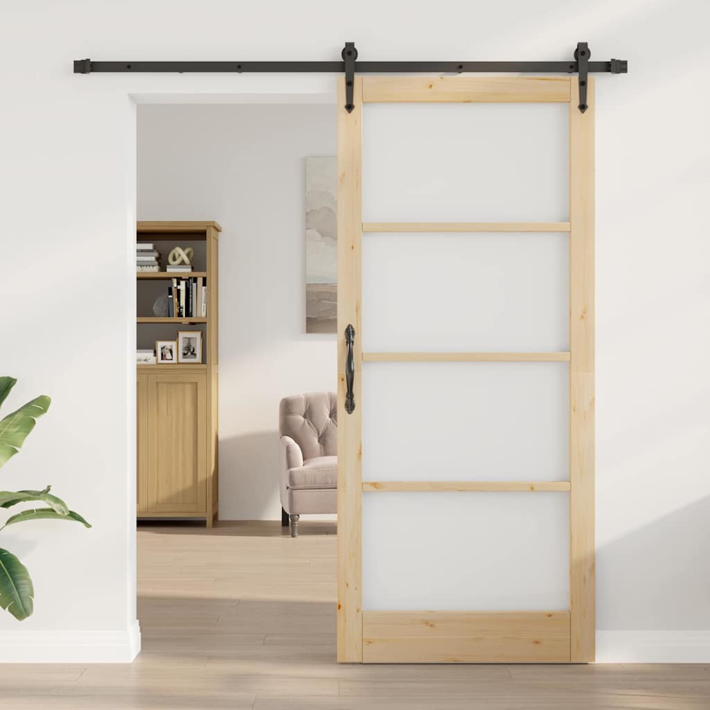 Sliding Door Natural and Black 93 x 211 cm