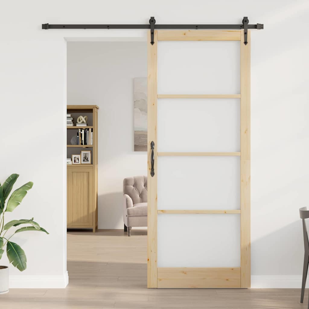 Sliding Door Natural and Black 93 x 232 cm