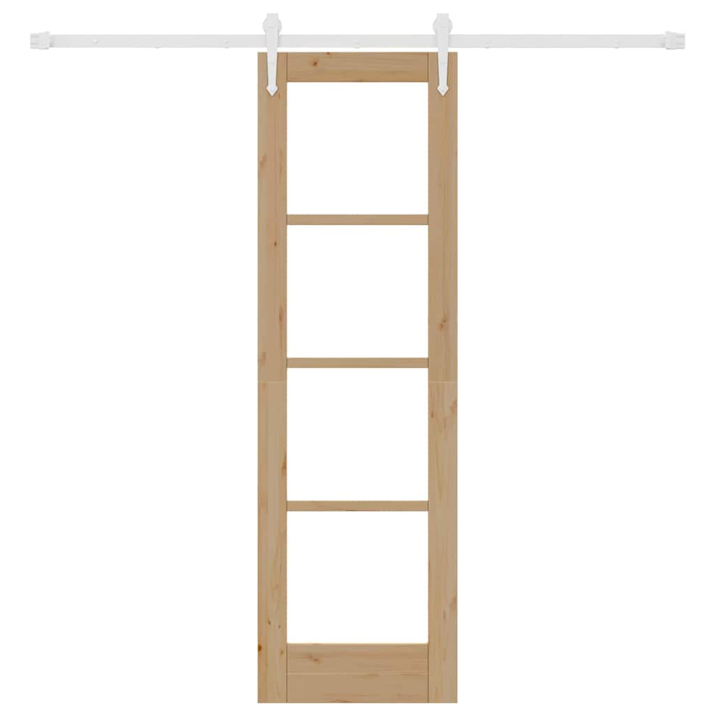 Sliding Door Natural 61 x 198.5 cm Solid Pine Wood and Glass