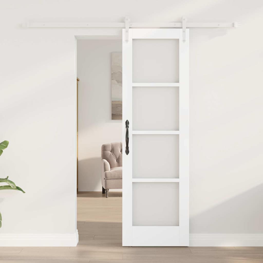 Sliding Door White 61 x 198.5 cm Solid Pine Wood and Glass