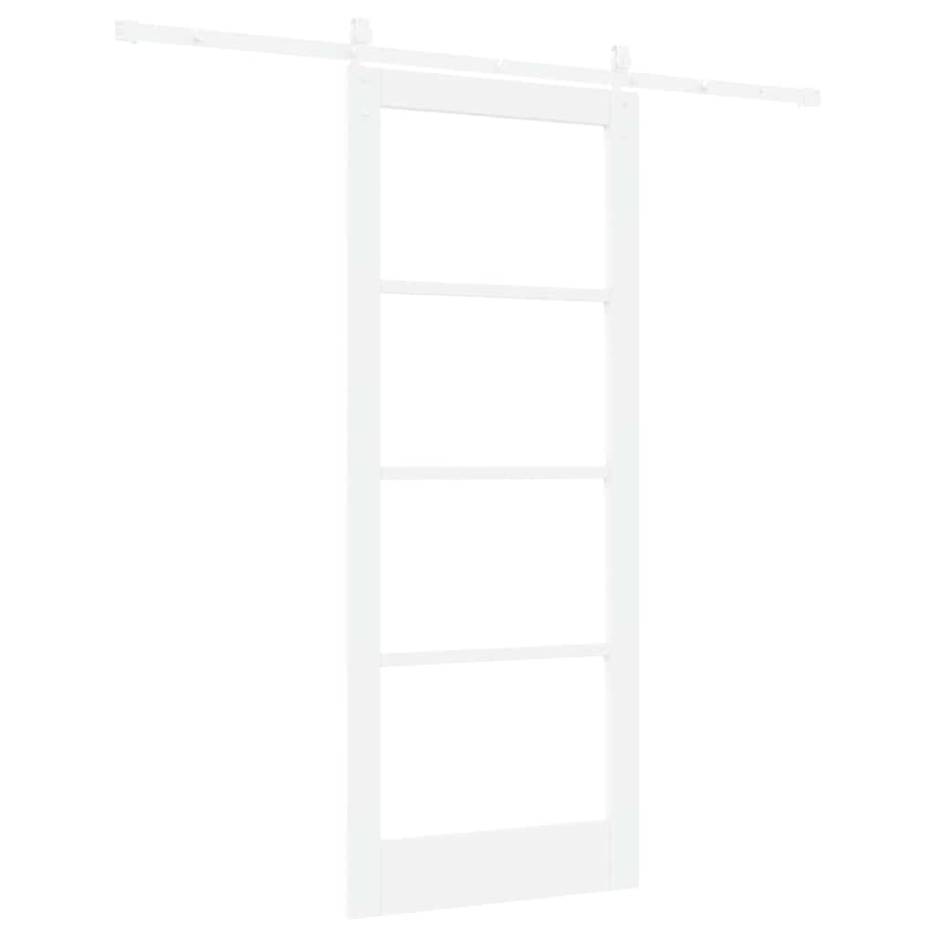 Sliding Door White 83 x 202 cm Solid Pine Wood and Glass